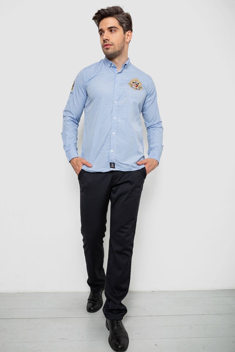 Сорочка чоловіча в клітинку, колір блакитний, 214R9030