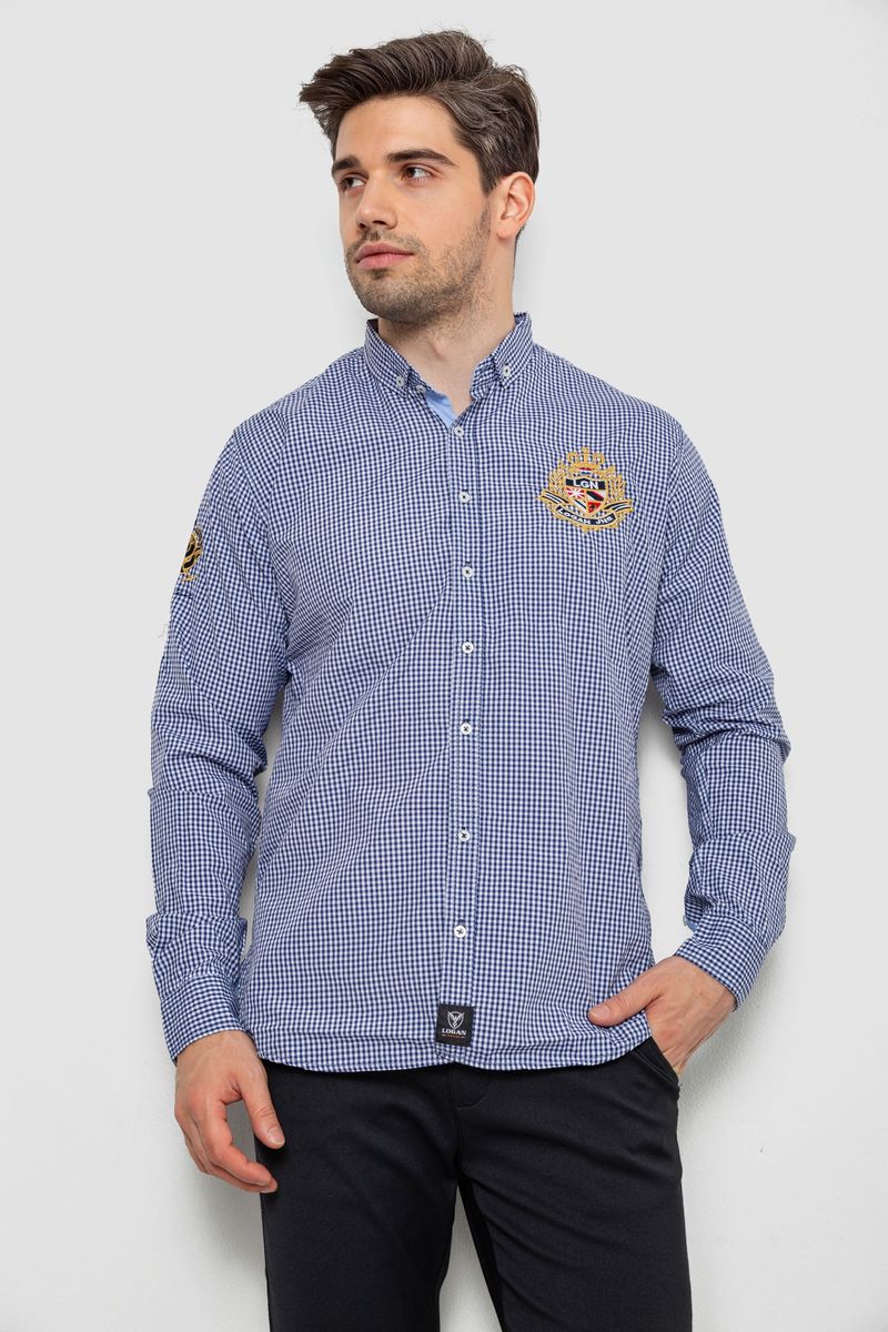 Сорочка чоловіча в клітинку, колір синій, 214R9030
