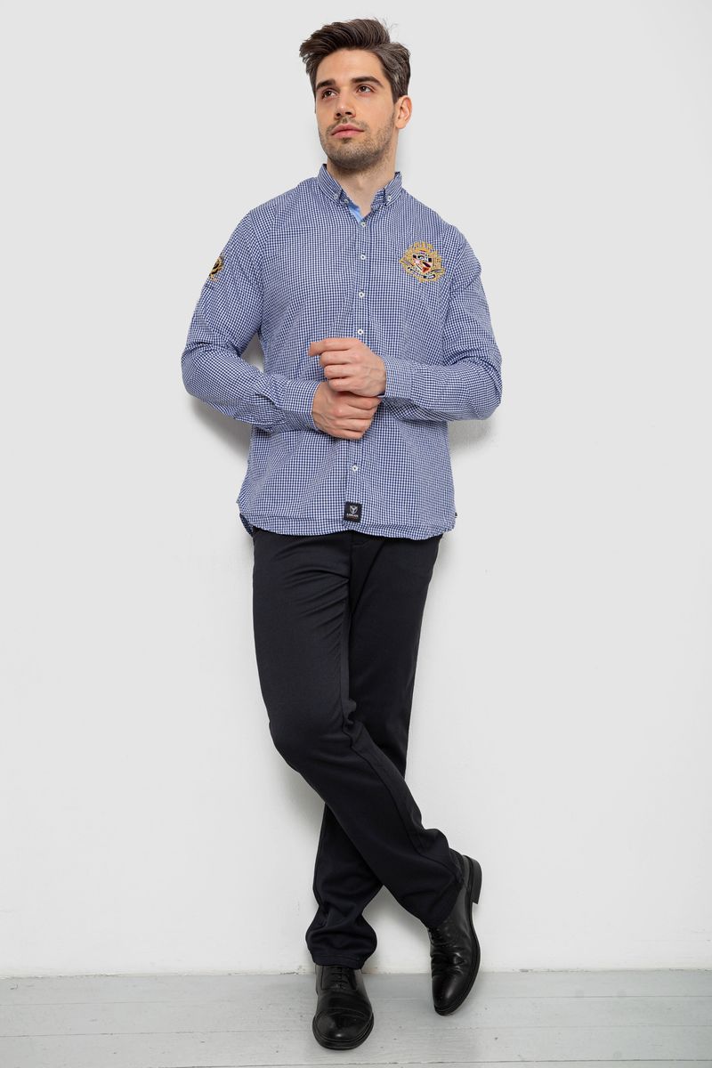 Сорочка чоловіча в клітинку, колір синій, 214R9030