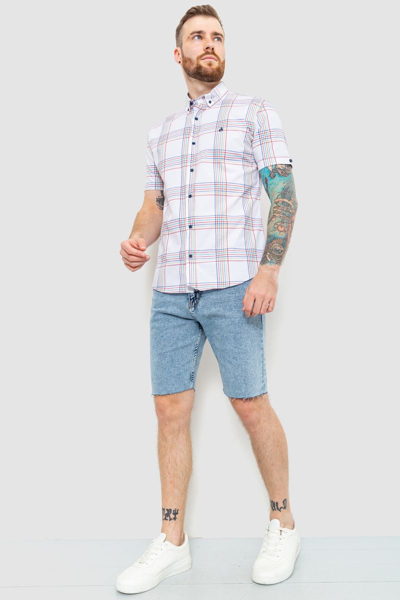 Сорочка чоловіча в клітку, колір молочний, 214R244564