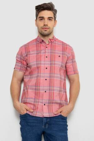 Сорочка чоловіча в клітку, колір кораловий, 214R244564
