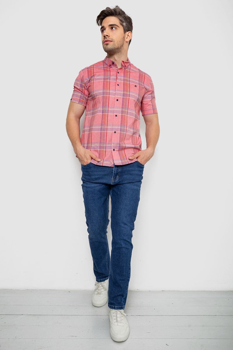 Сорочка чоловіча в клітку, колір кораловий, 214R244564