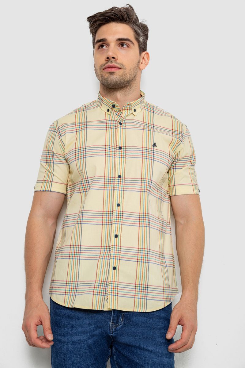 Сорочка чоловіча в клітку, колір жовтий, 214R244564