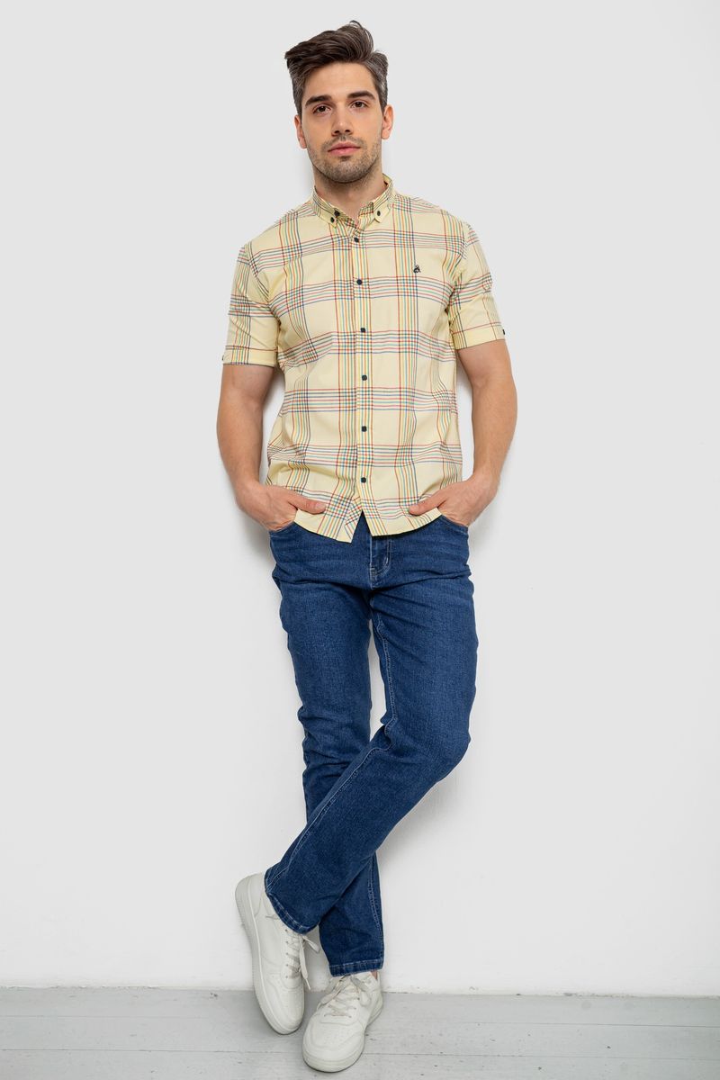 Сорочка чоловіча в клітку, колір жовтий, 214R244564
