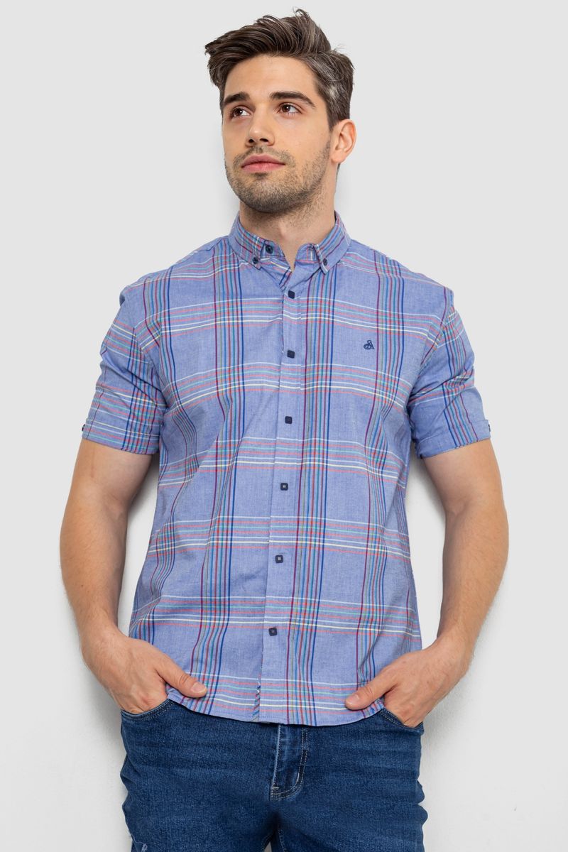 Сорочка чоловіча в клітку, колір бузковий, 214R244564