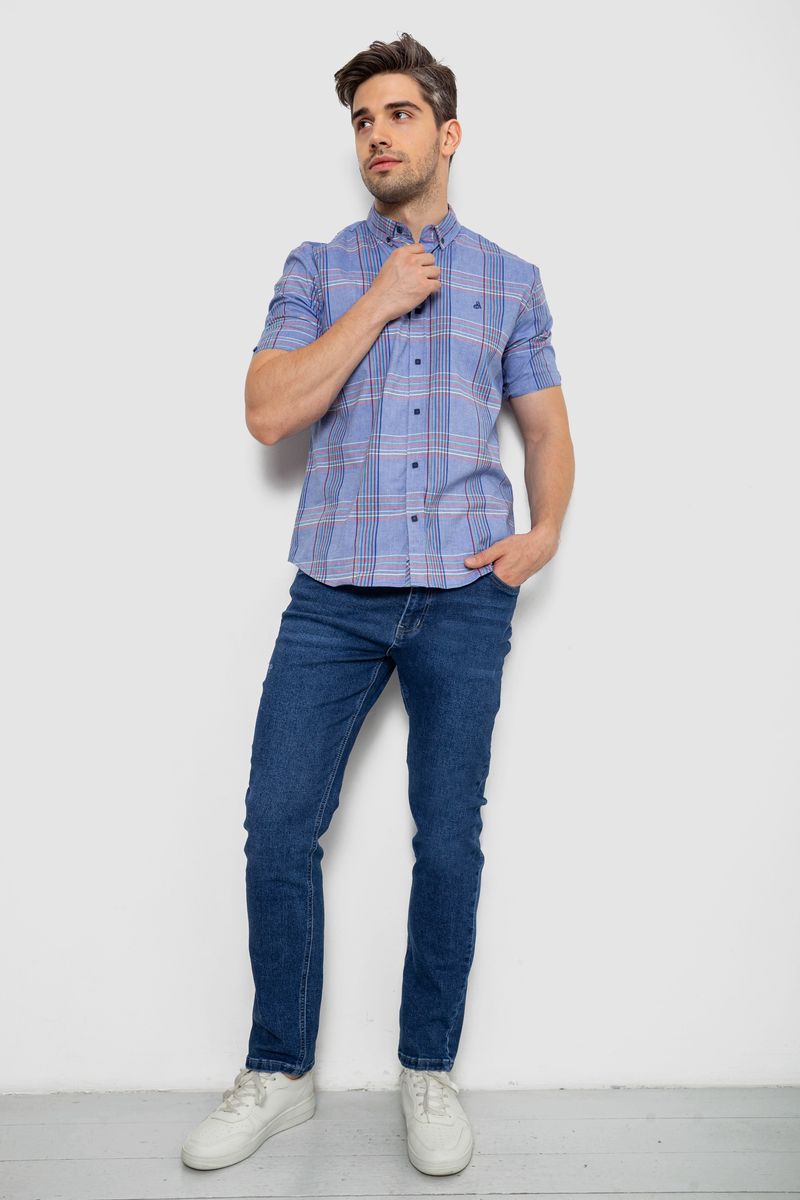 Сорочка чоловіча в клітку, колір бузковий, 214R244564