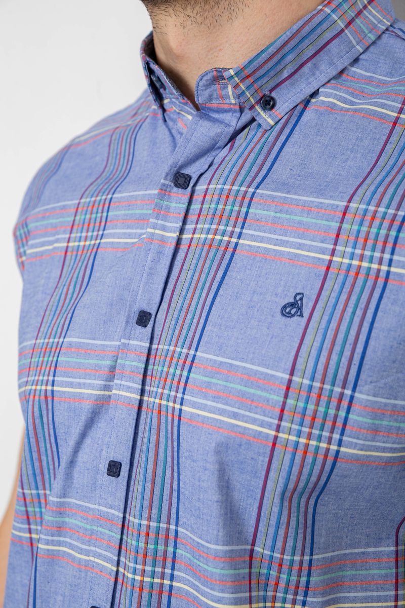 Сорочка чоловіча в клітку, колір бузковий, 214R244564 - Зображення 5