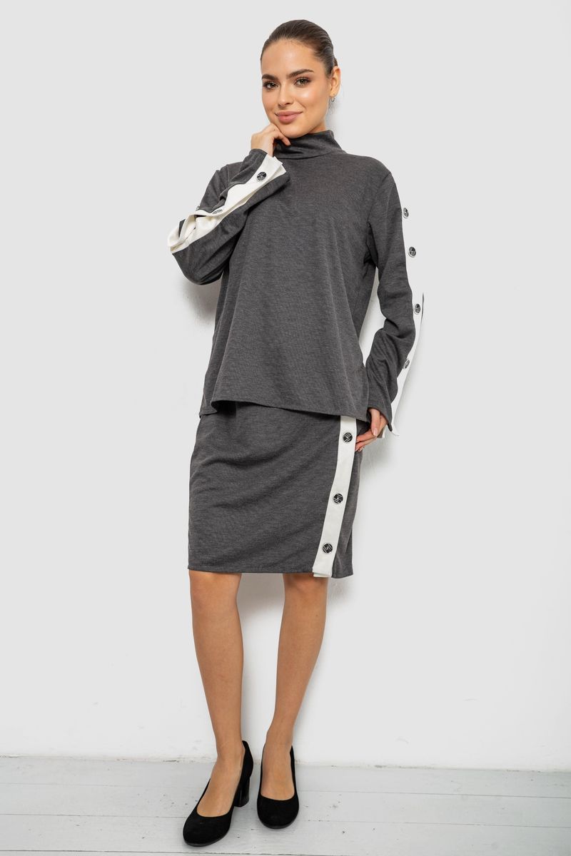 Костюм жіночий класичний, колір сірий, 257R322-1