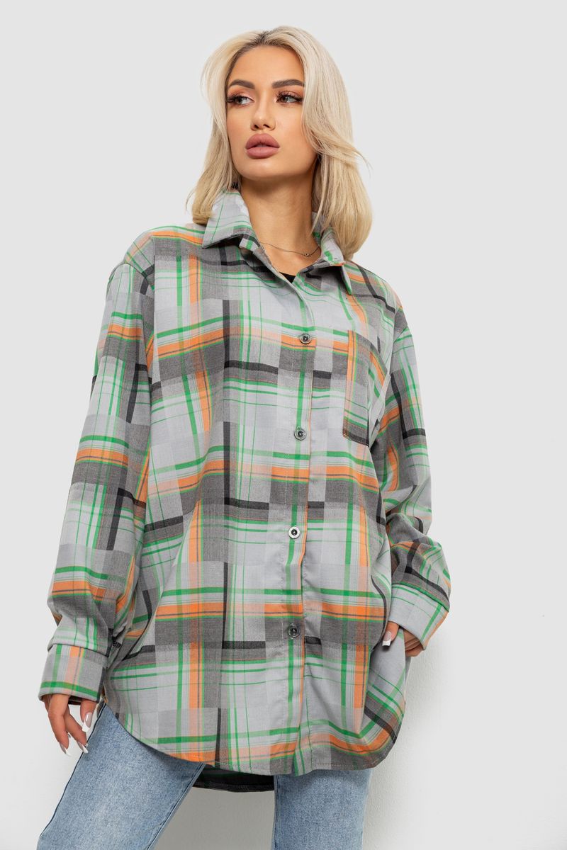 Сорочка жіноча в клітинку, колір сіро-помаранчевий, 257R505