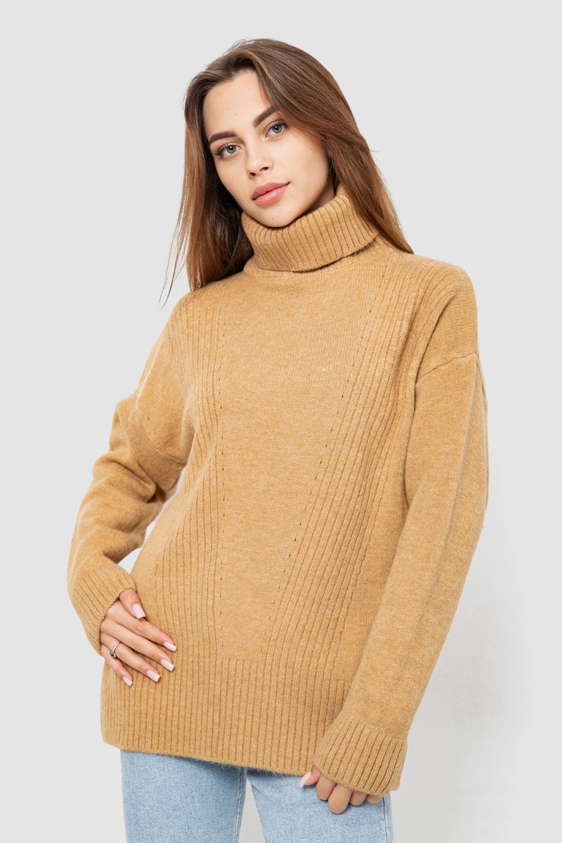 Светр – гольф жіночий вовняний, колір бежевий, 244R2050