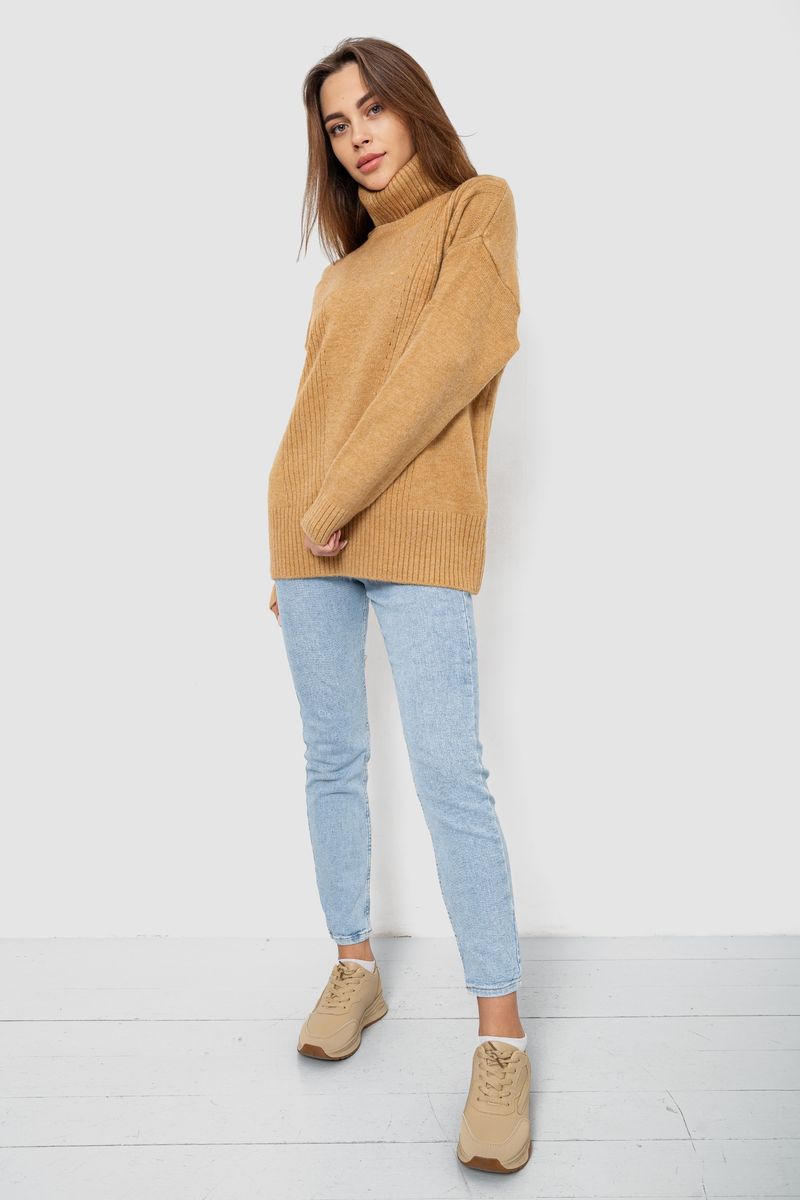 Светр – гольф жіночий вовняний, колір бежевий, 244R2050